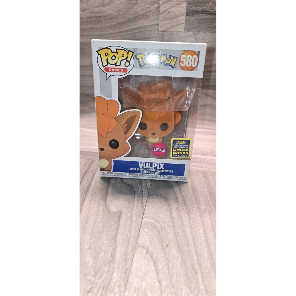 FUNKO POP FLOCKED VULPIX FIGURE POKEMON 2020 SUMMER CONVENTION GAMES #580 RARE